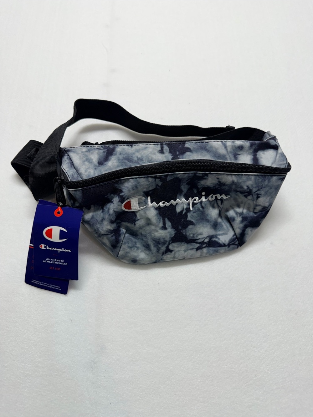Champion Men’s Grey Tie-Dye Waist Bag with Black Strap NWT